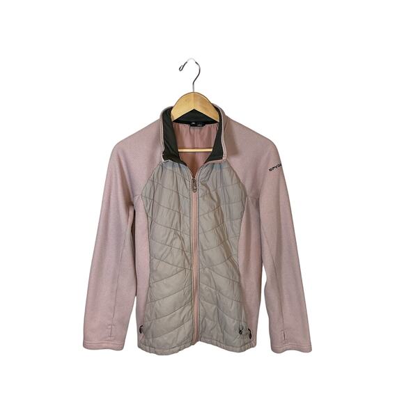 SPYDER Nova Full Zip Hybrid Track Jacket Outdoor Quilted Fleece Coat Pink Large - Picture 3 of 16